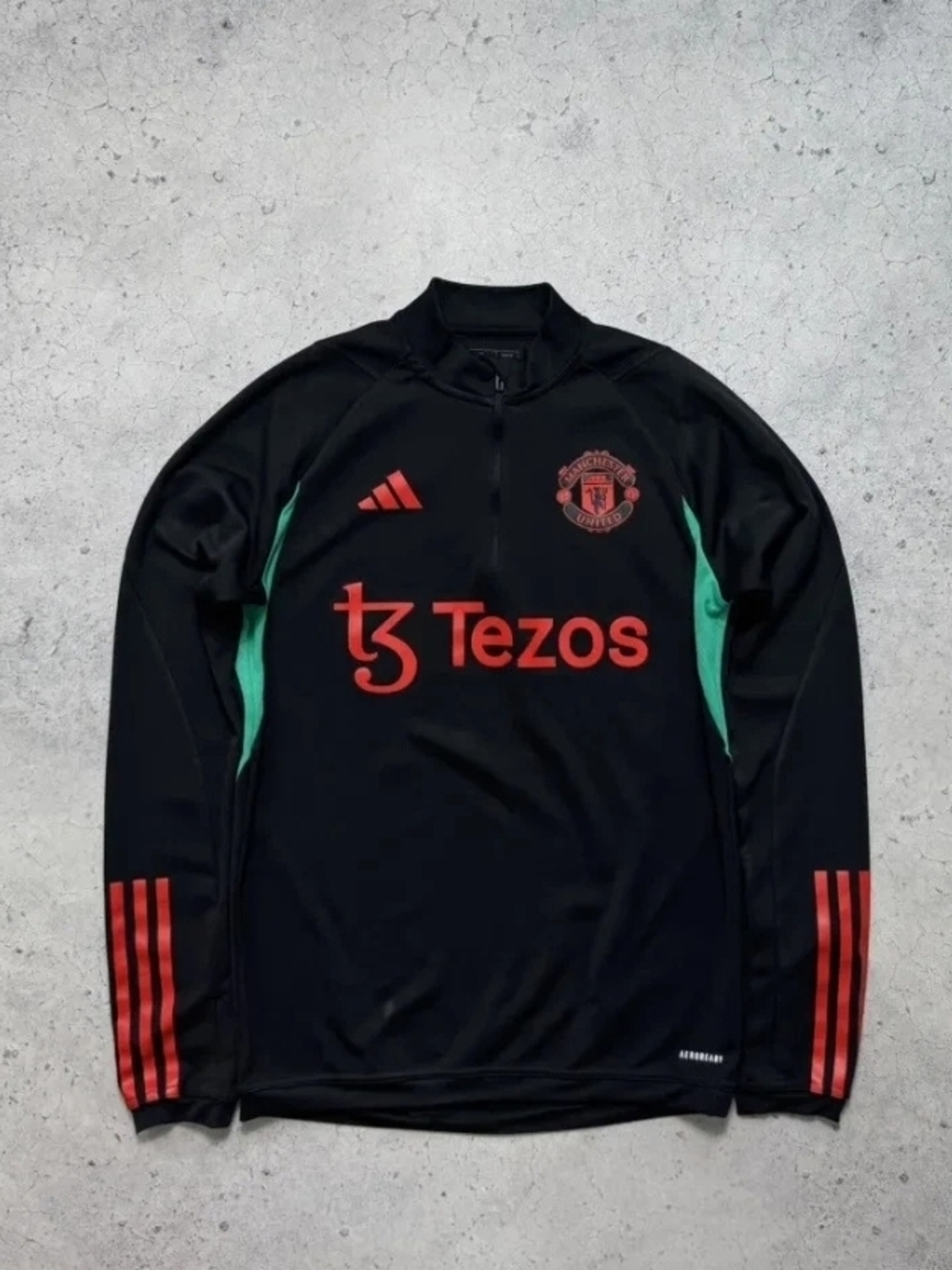 adidas Manchester United Black Training Top with Red & Green Accents